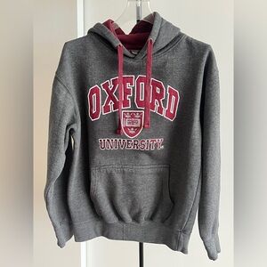 Oxford University Sweater Gray Pullover Sweatshirt Hoodie Embroidered Applique M